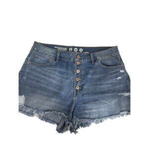 By Rewash High Rise Wedge Vintage Denim Shorts Button 17 Junior